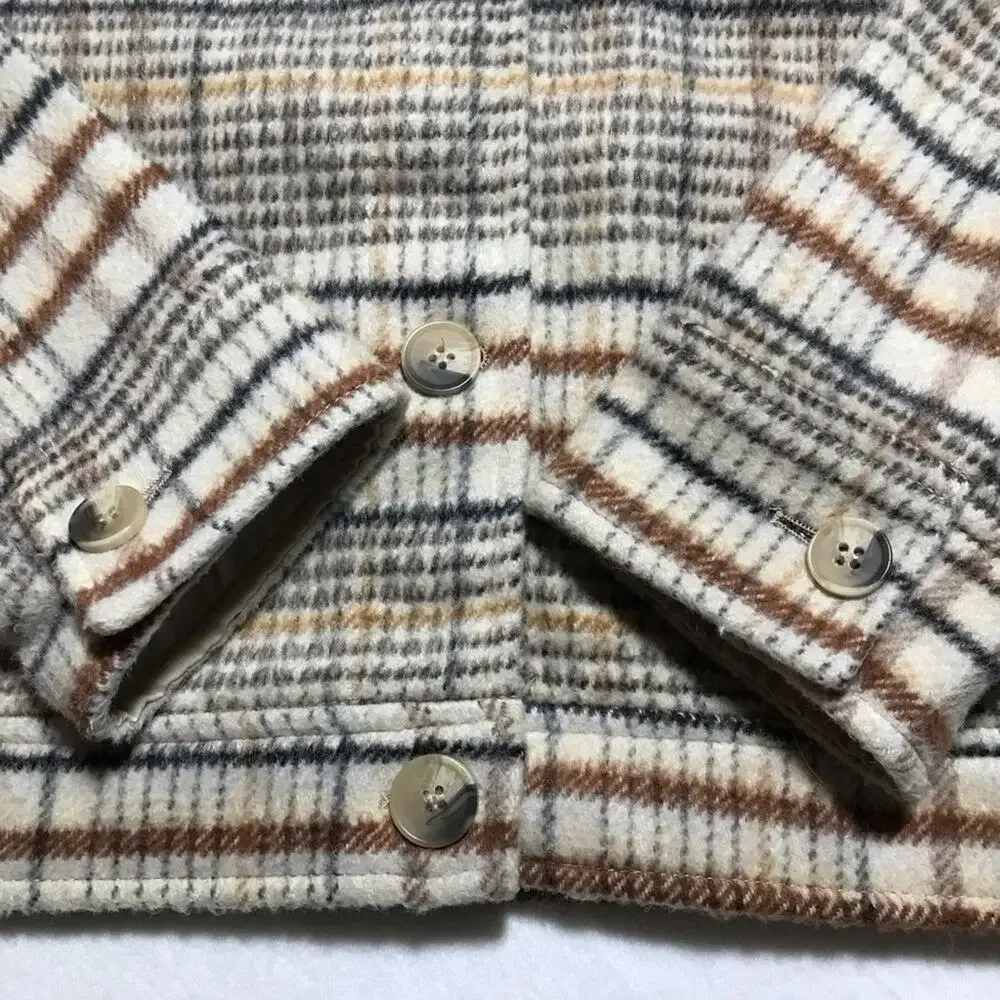Joie XL soft button front shacket jacket tan plaid fall autumn cozy casual